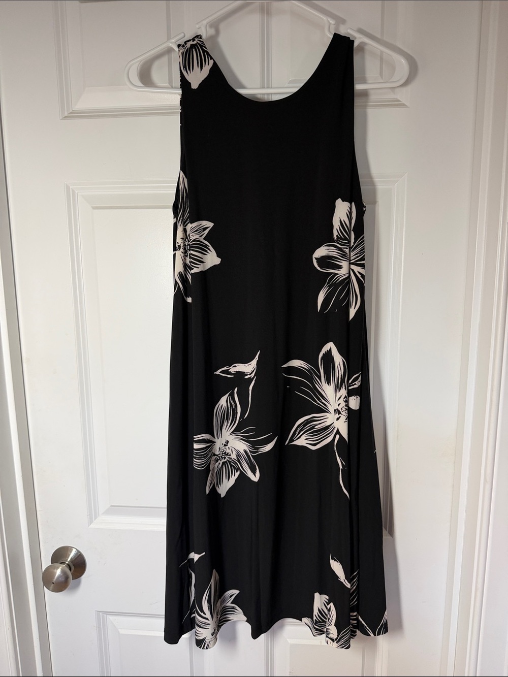 Anne Klein Black Maxi Dress with White Floral Motif